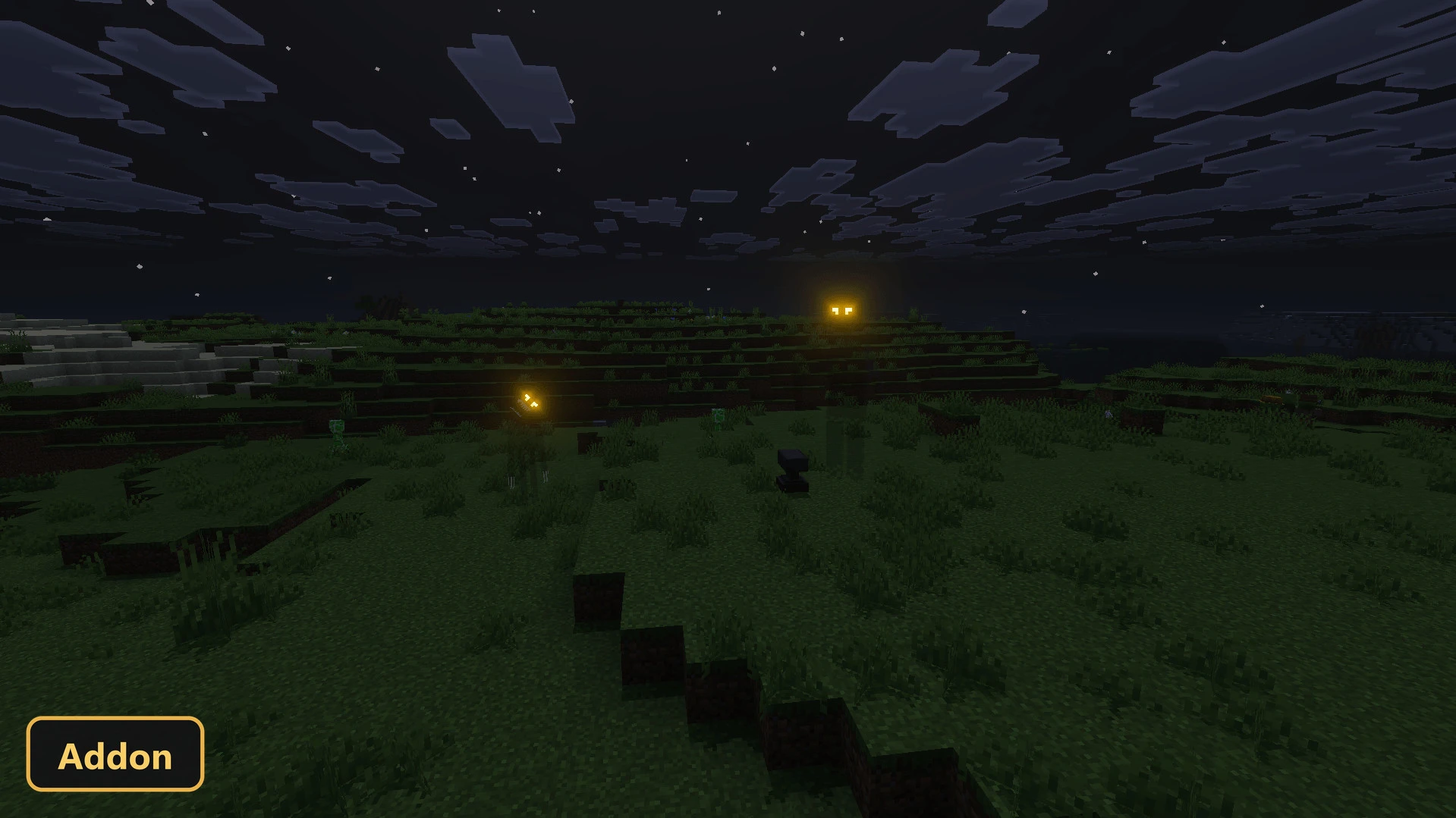 dark night scene with glowing eyes and dark clouds