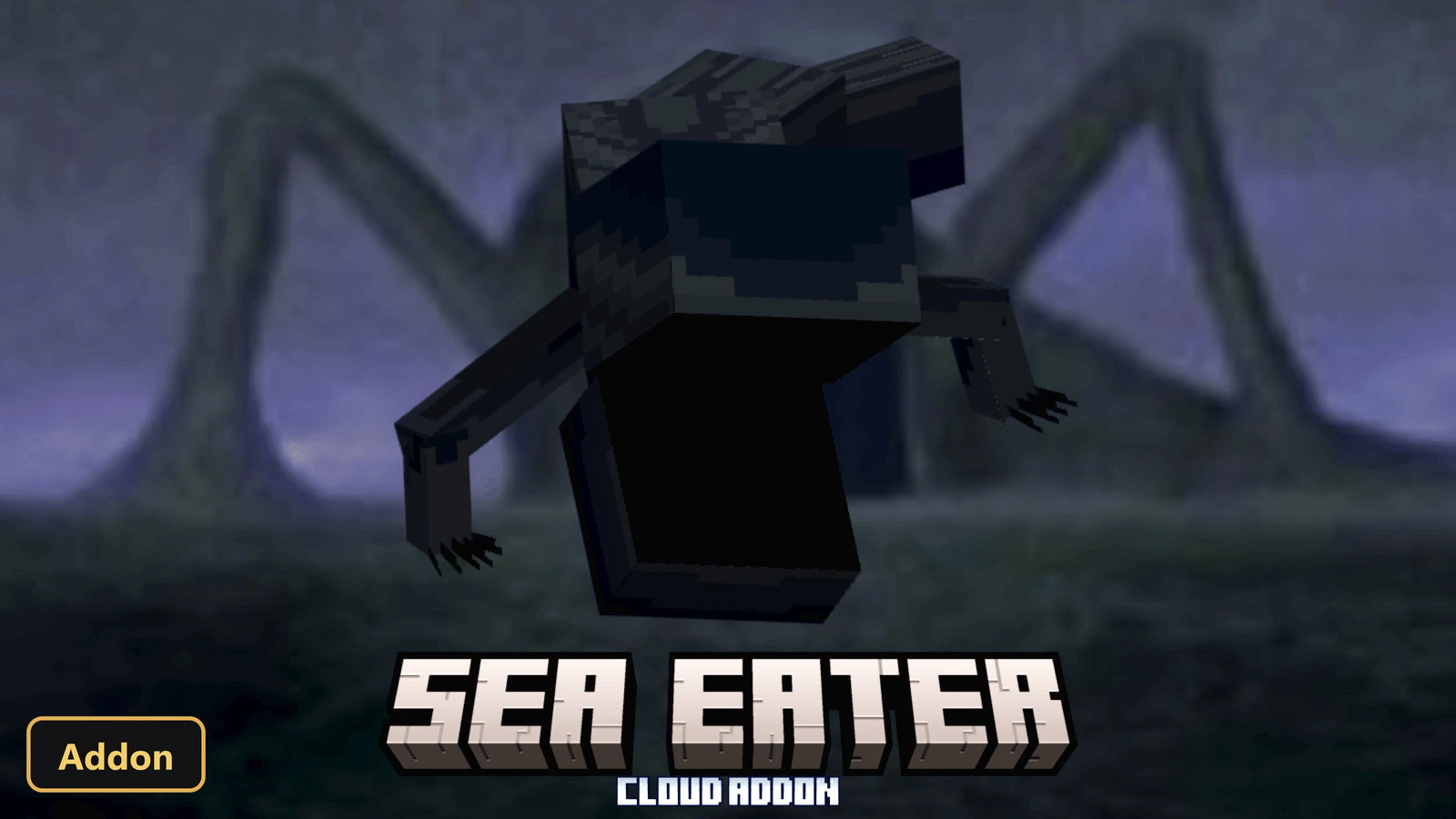 dark grey monster with large mouth and long limbs