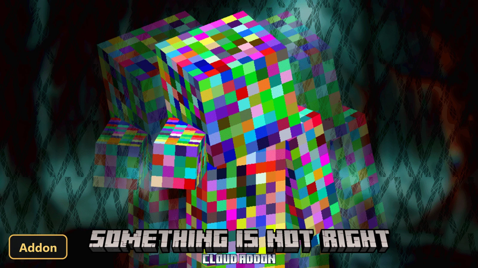 glitchy, colorful monster with distorted body