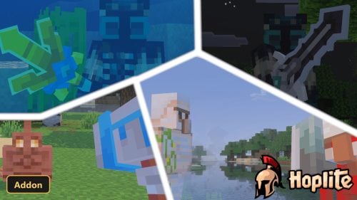 collage of five mobs and a logo