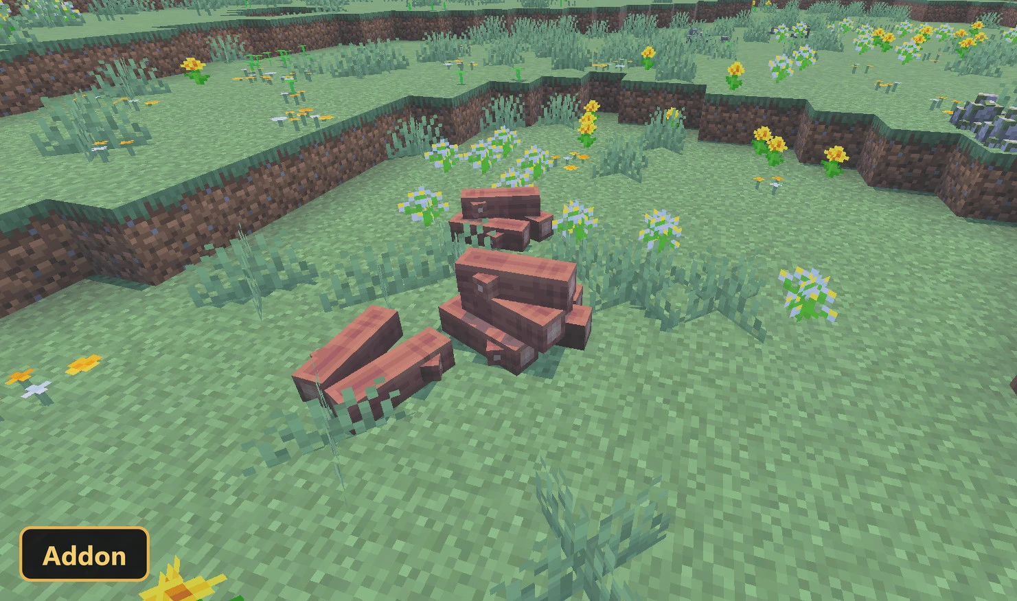 logs on the ground in a grassy field