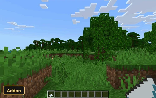 player in a jungle biome holding a map