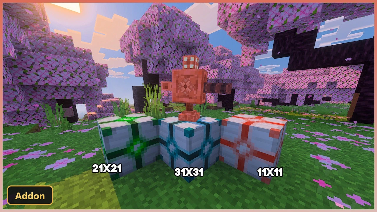 Three protection blocks and a sentry in a cherry grove