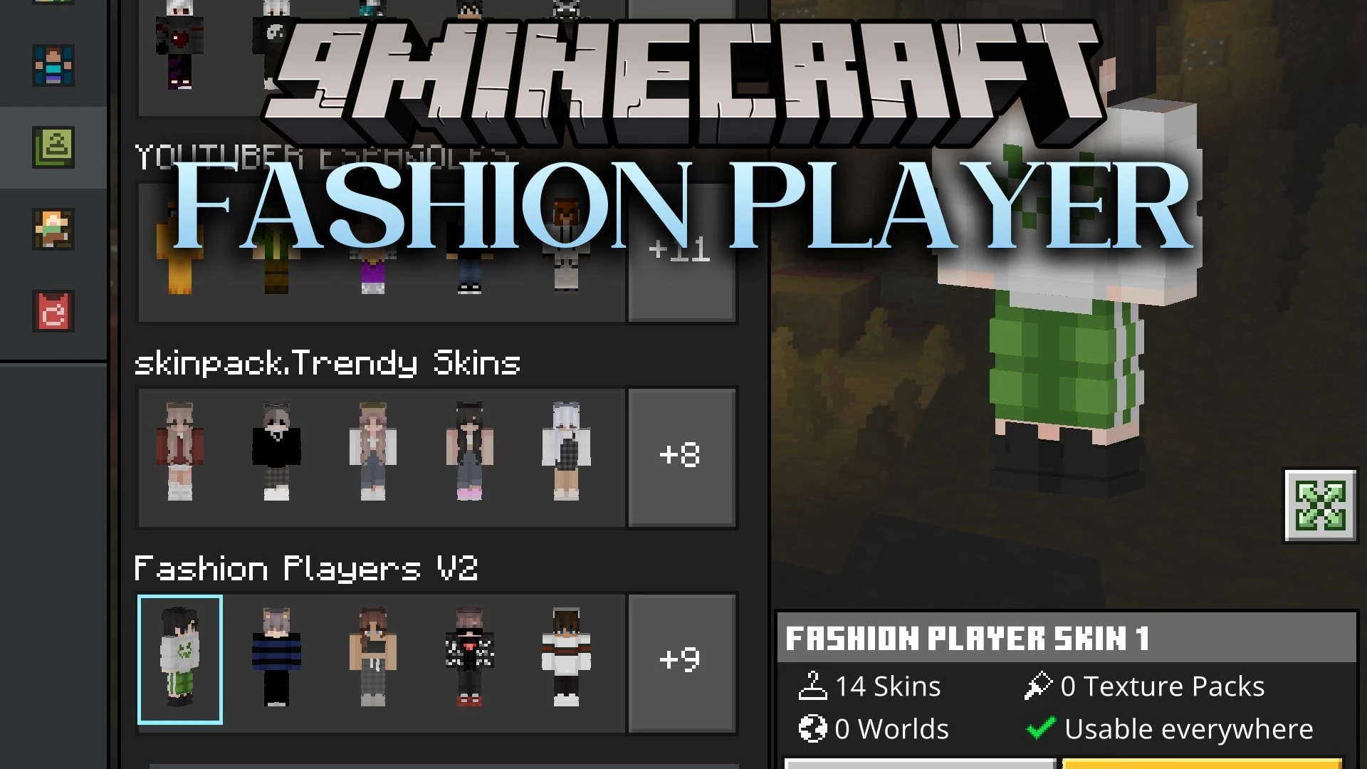 Fashion Player Skin Pack (26.x, 1.21) – Trendy Modern Streetwear Outfits