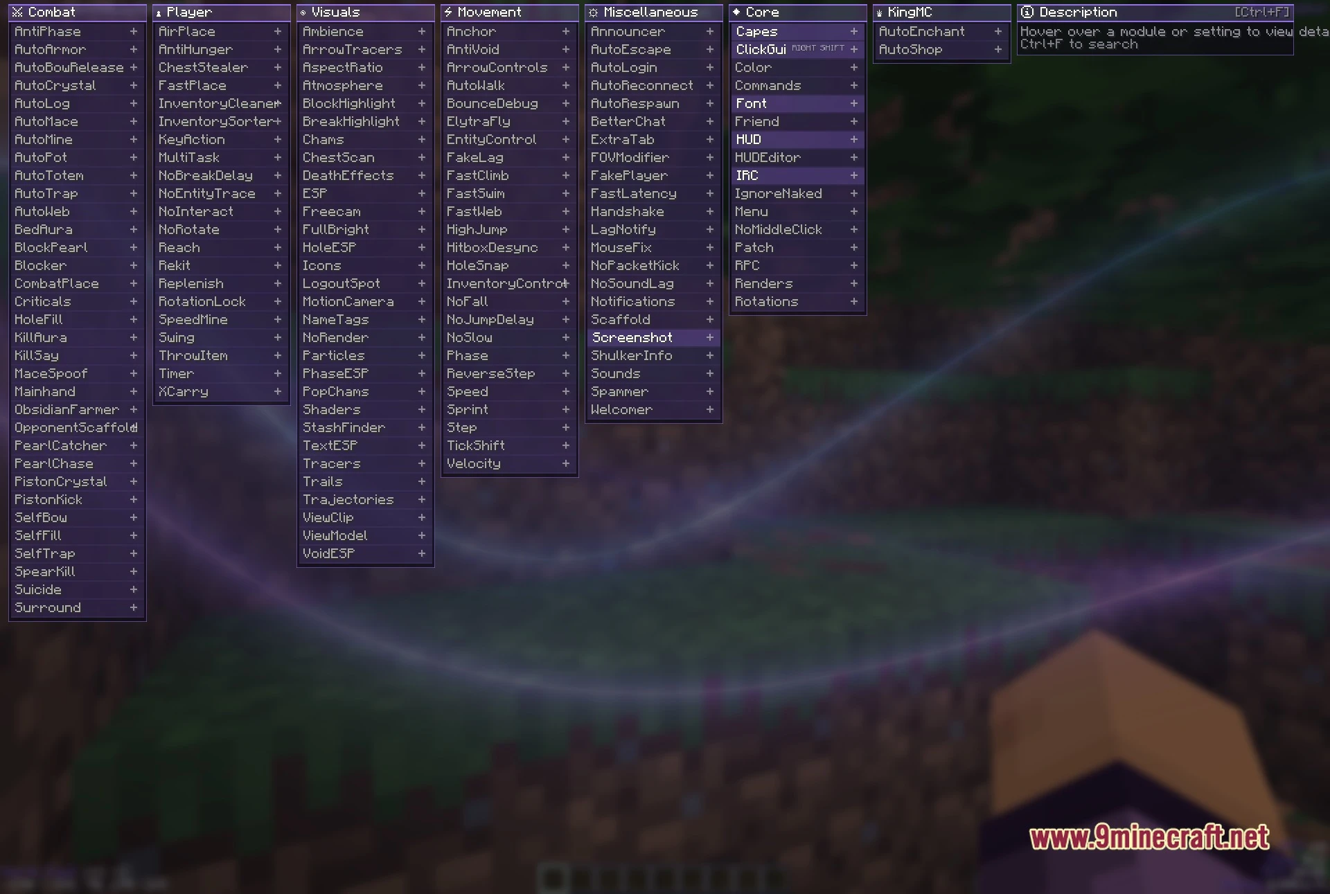 Night Client Mod (26.2) – Dominate Anarchy Servers and Crystal PvP — screenshot 1