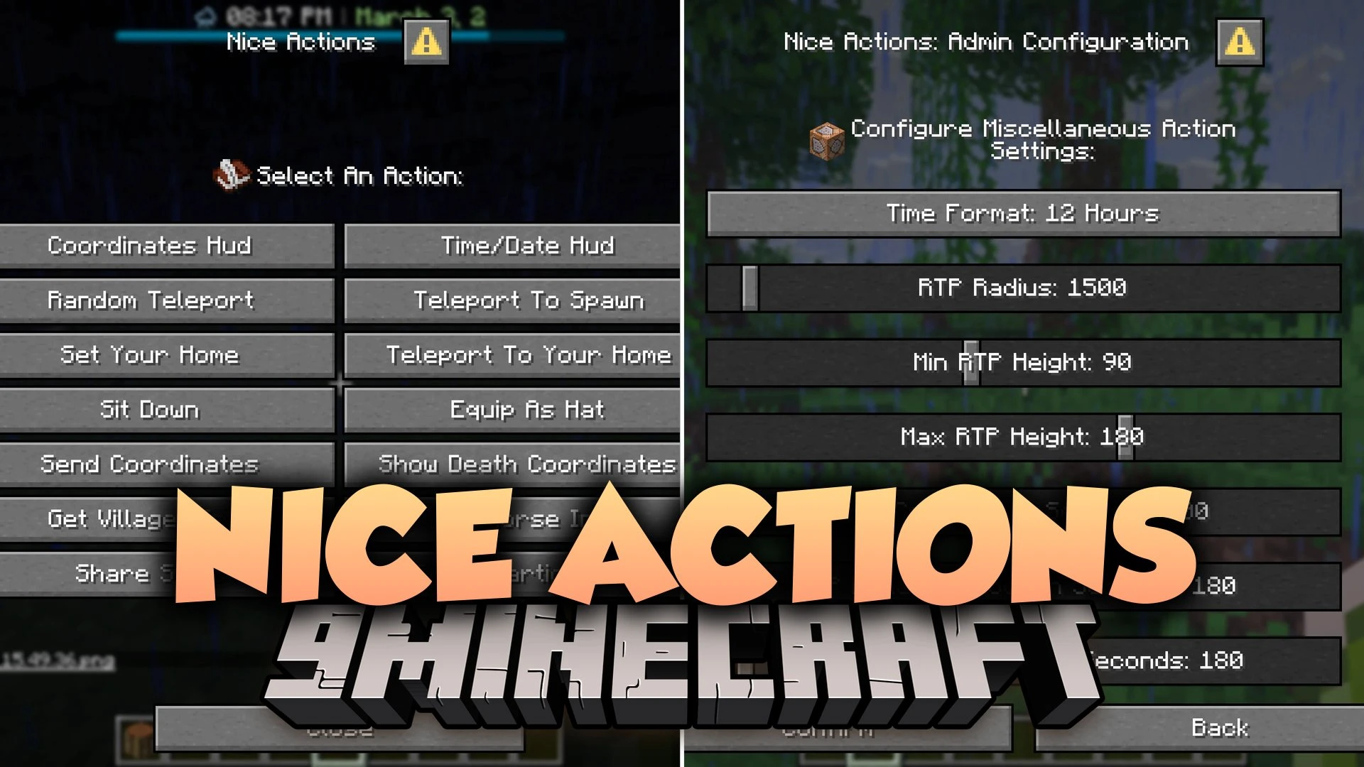 Nice Actions Mod (26.3, 1.21.11) – Quick Survival Actions and Teleports