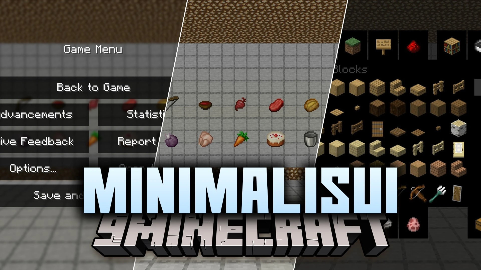 MinimalisUI Resource Pack (26.2, 1.21.1) – Clean Translucent GUI for Survival