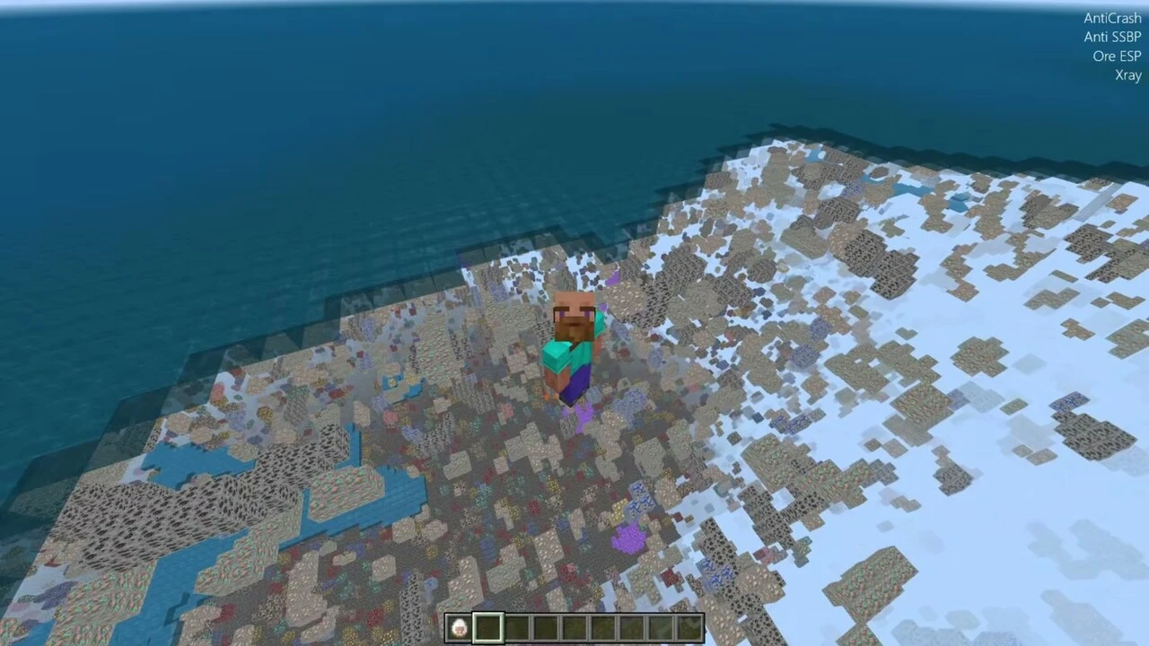Nyx Client XRAY showing exposed ores through terrain