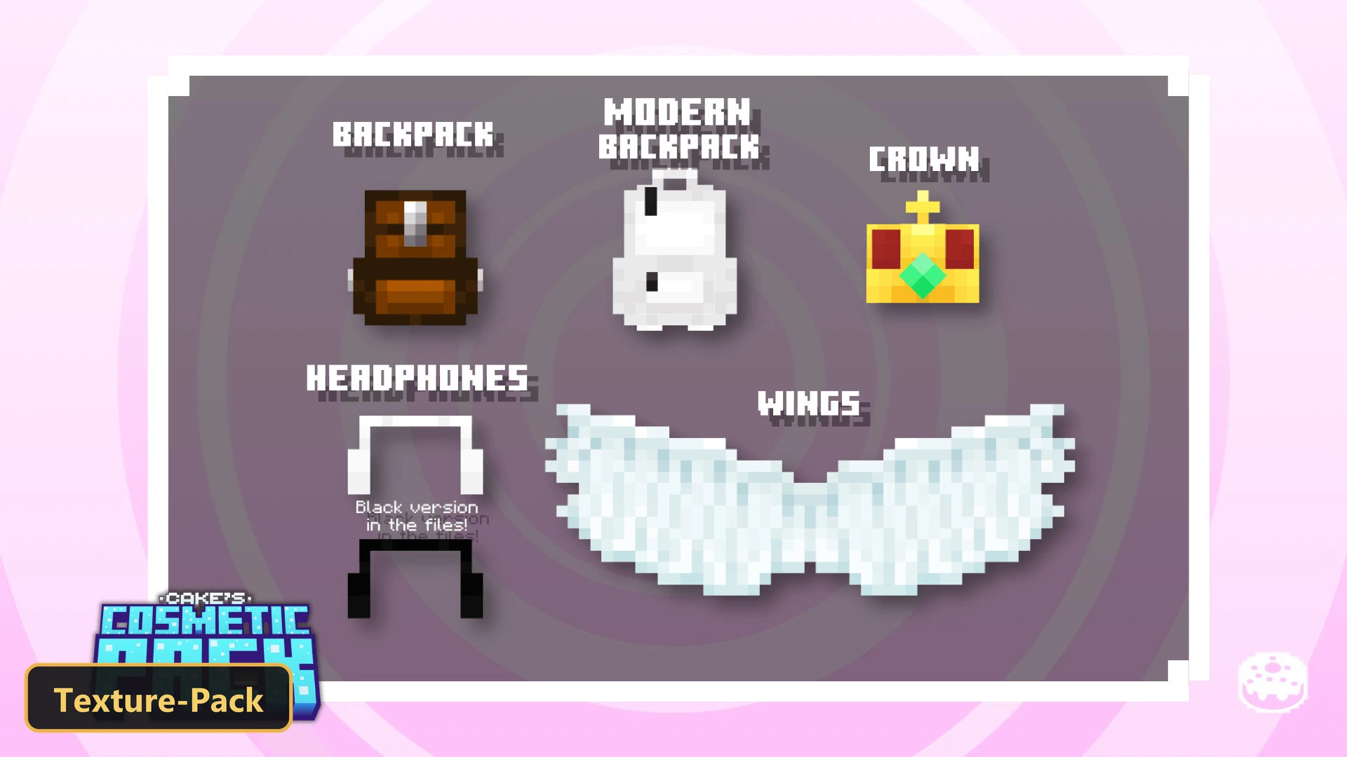 Cake’s Cosmetic Pack (26+, 1.21) – MCPE/Bedrock Texture Pack — screenshot 1