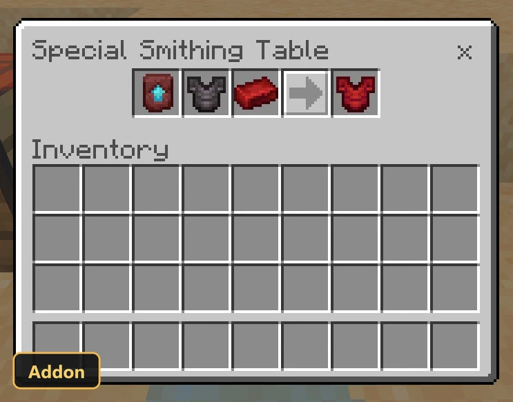 smithing table menu crafting red chestplate with upgrade template