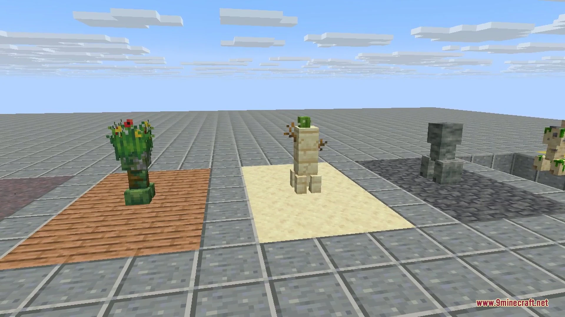 Several creepers detonating at the same time, their bodies flashing bright white an instant before the explosions go off among the grass and flowers