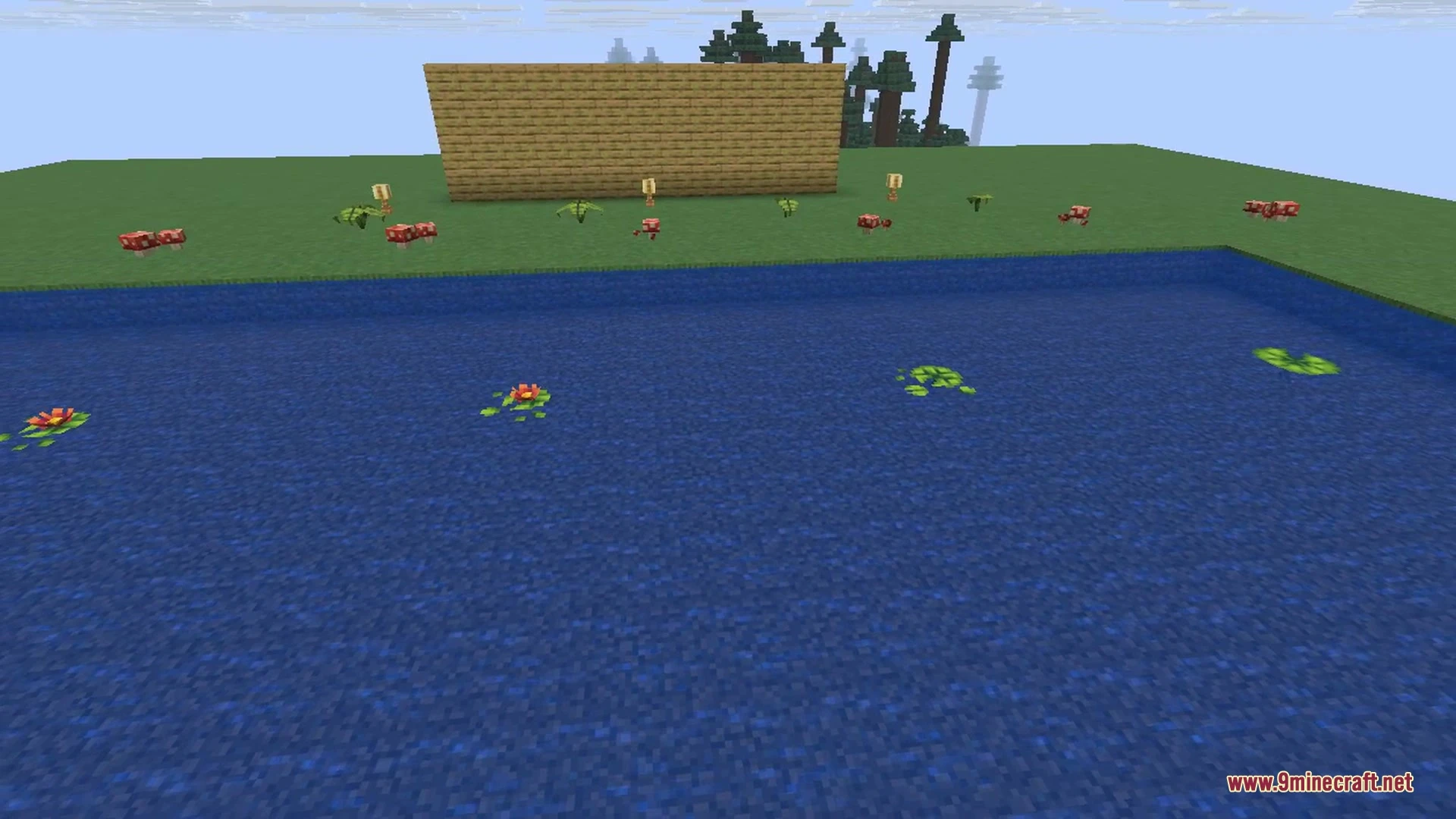 Ribbits 9minecraft Mod Screenshot 5 Three Ribbit frog villagers floating on a pond in a swamp biome