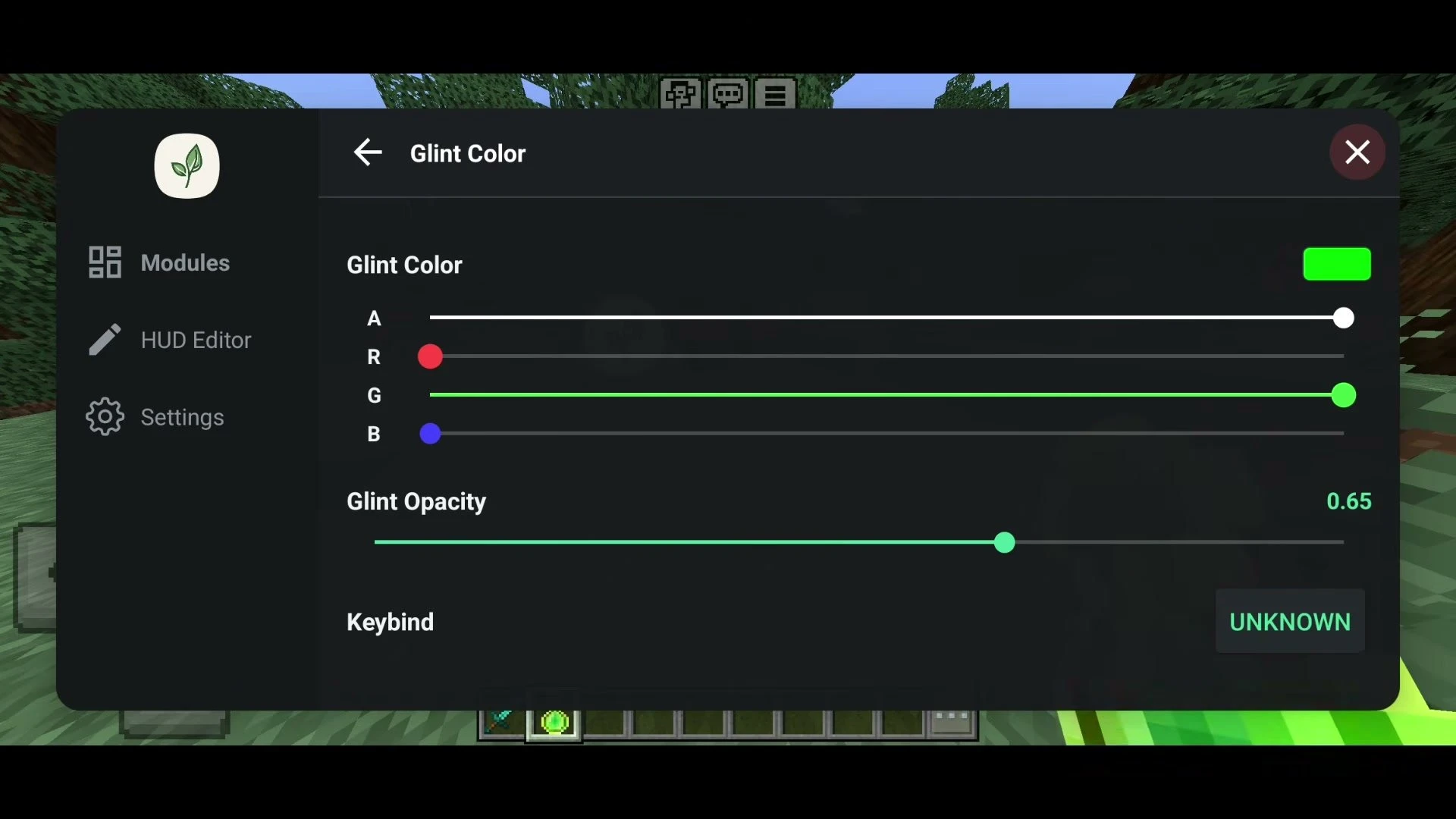 BedrockTools 1.5 Screenshot 3 Glint Color settings to recolor the enchantment glint