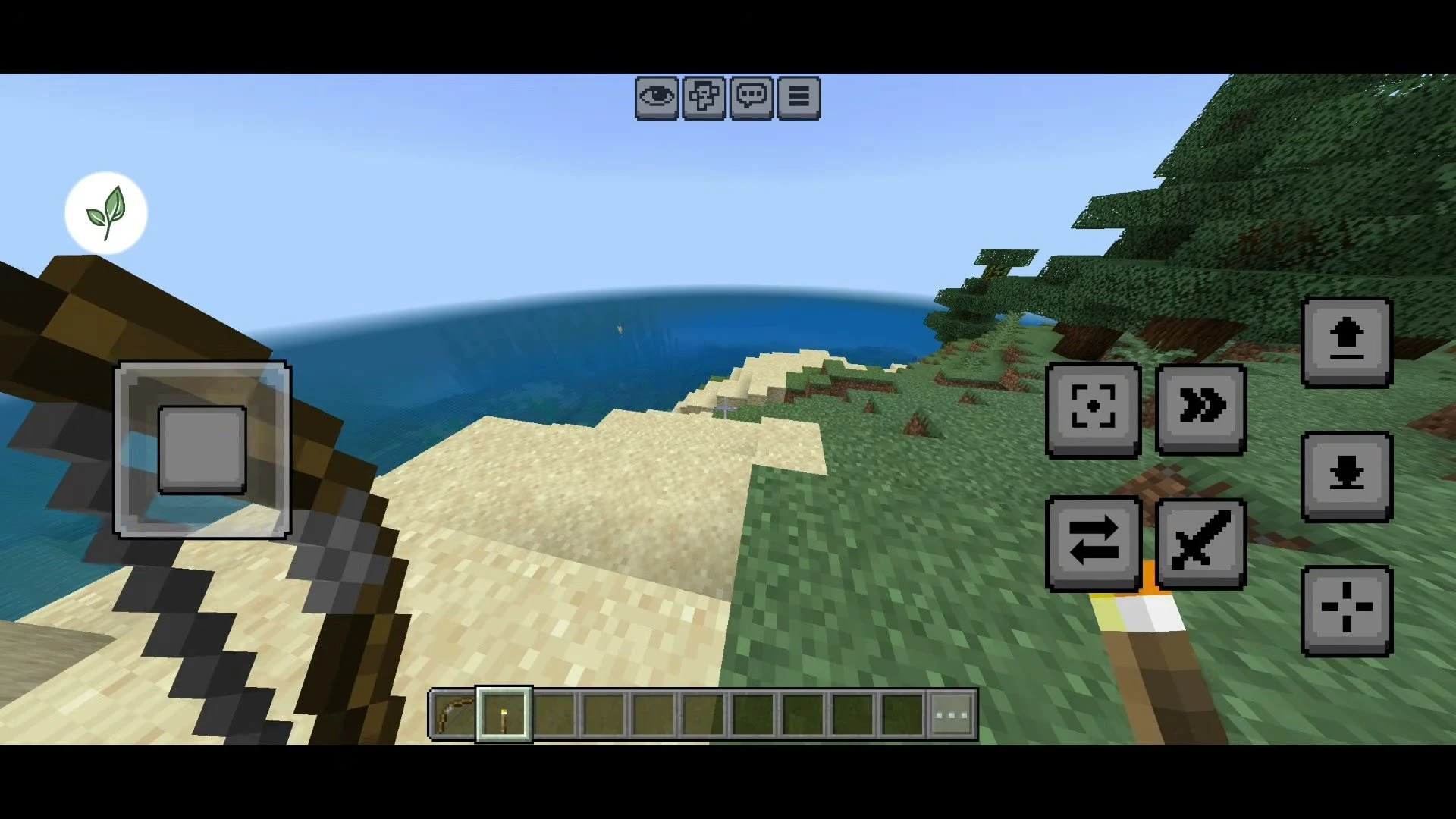 Drawing a bow while a torch lights the way from the offhand
