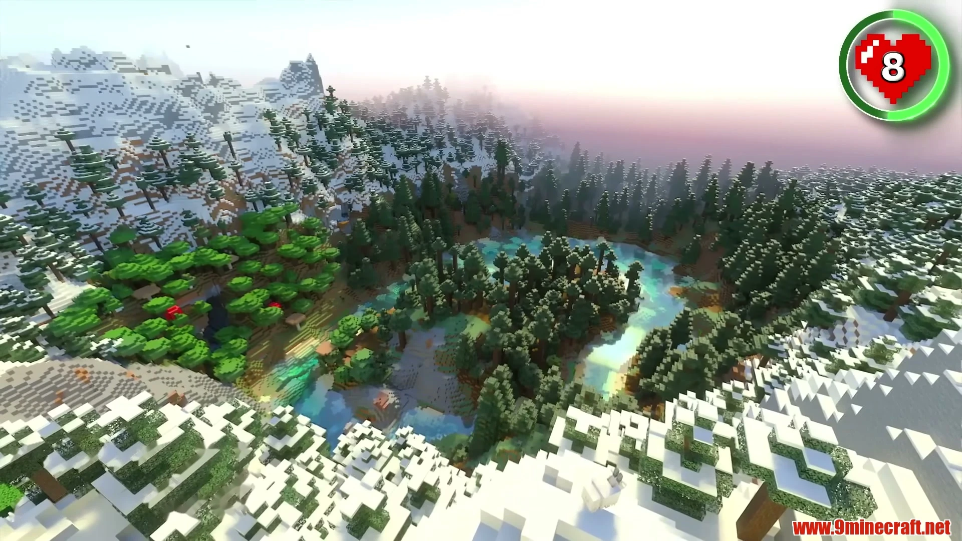 Painter's Spruce Island & Fortress Ring River - Minecraft 26.3 Seed 100000012646173371 View 2