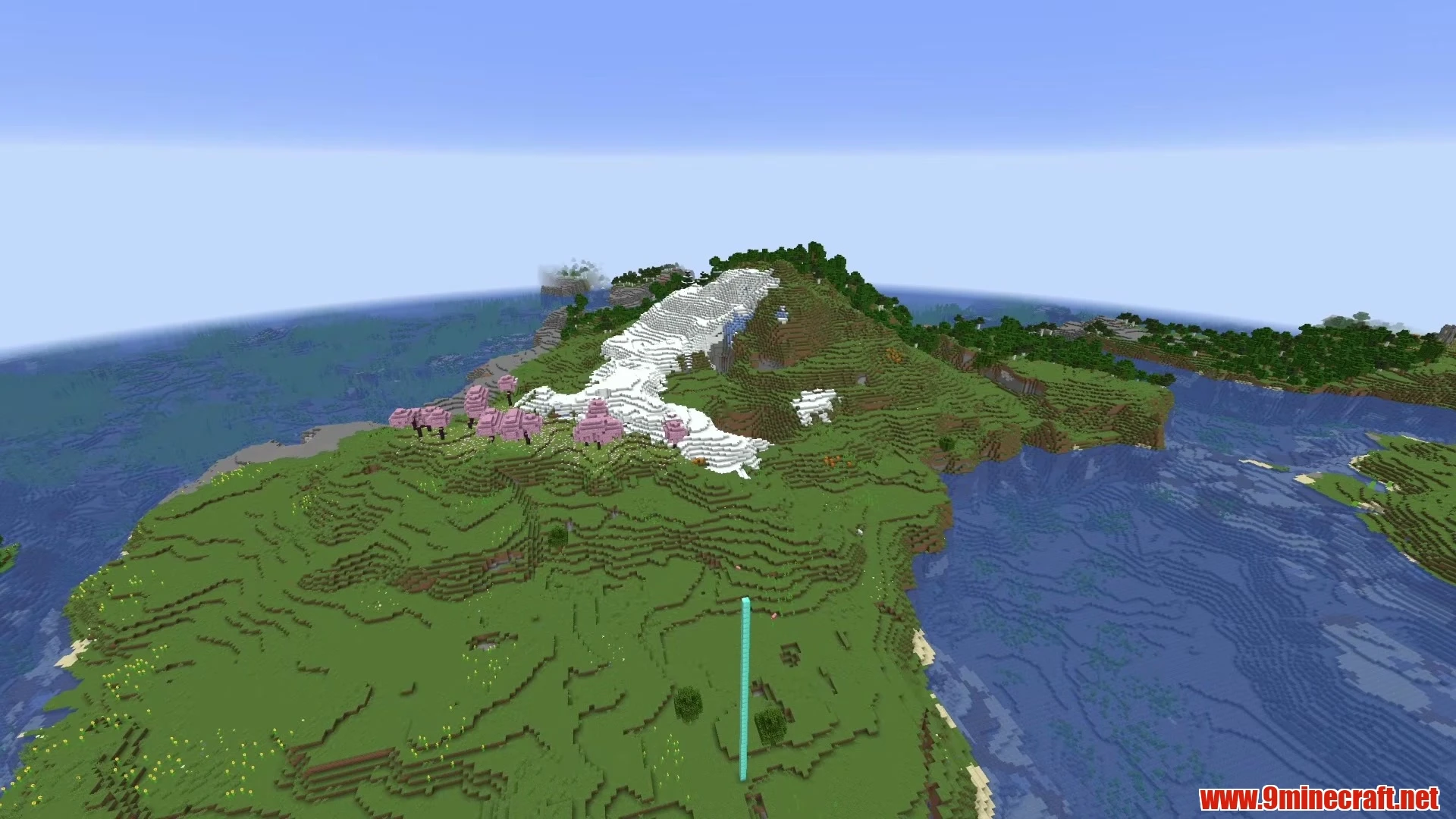 Mountain Peak Island with Meadow Foothill Village - Minecraft 26.3 Seed 2814750137108471 View 1