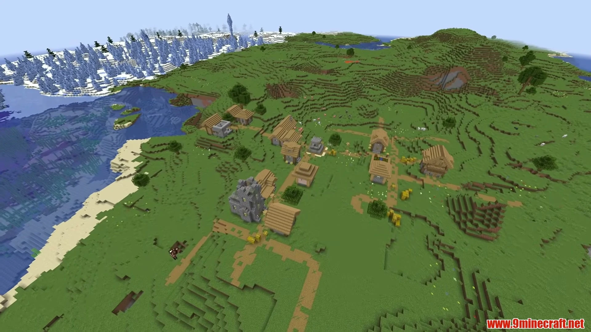 Glacial Ice Plains & Twin Snowy Villages - Minecraft 26.3 Seed 7557040174727706949 View 3