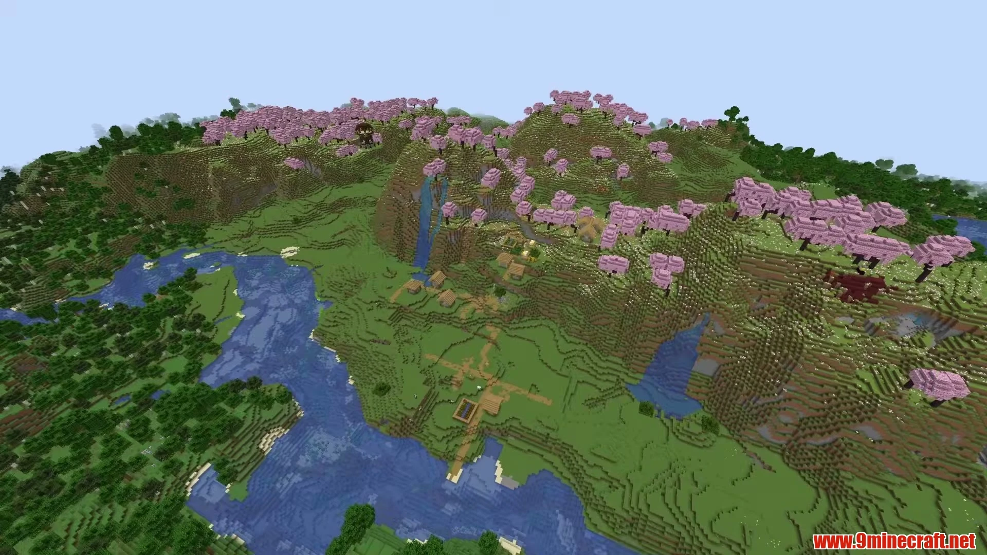 Lush Valley Village Cradle with Waterfall Grotto - Minecraft 26.3 Seed -4592202139636827690 View 2