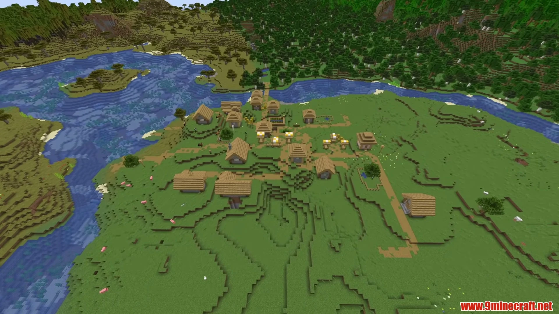 Cliffside Mountain Village with Carved Stone Path - Minecraft 26.3 Seed 2750621176480879959 View 2