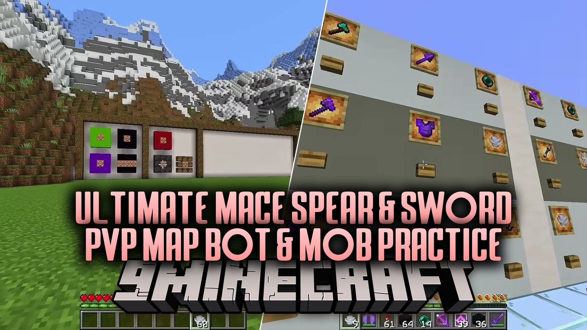 Ultimate Mace Spear & Sword PvP Map Bot & Mob Practice Map (26.3, 1.20.1)